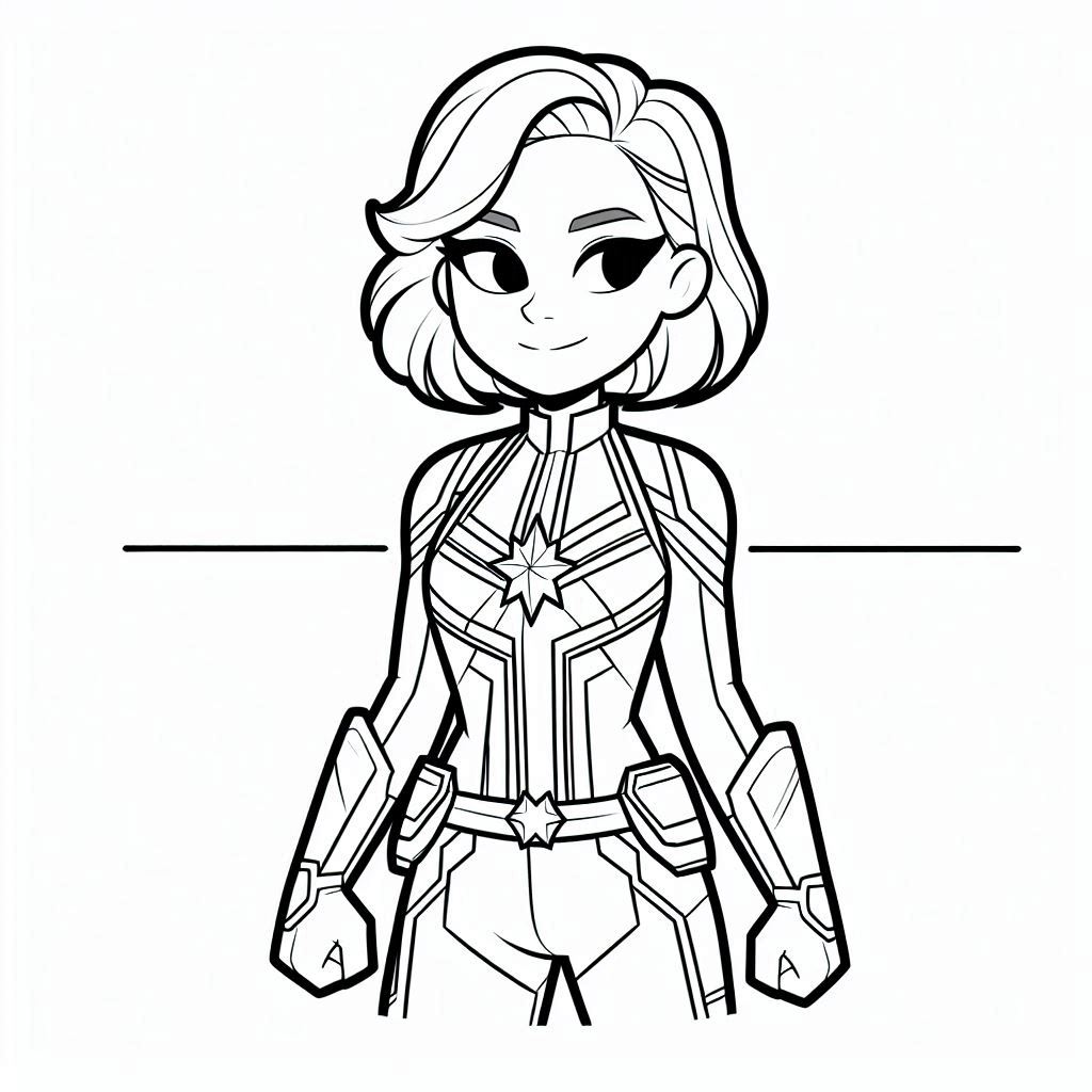 Captain Marvel Action Pose Coloring Pages Captain Marvel Action Pose Coloring Pages