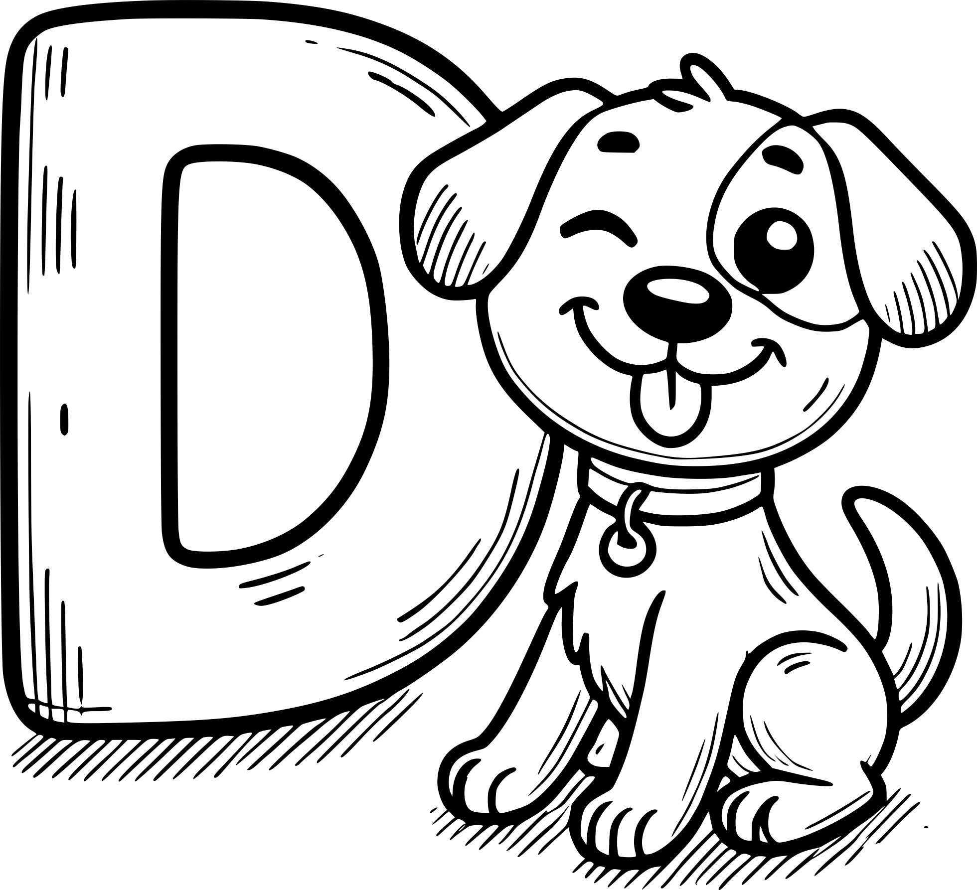 Letter D And Winking Dog Coloring Pages Letter D And Winking Dog Coloring Pages