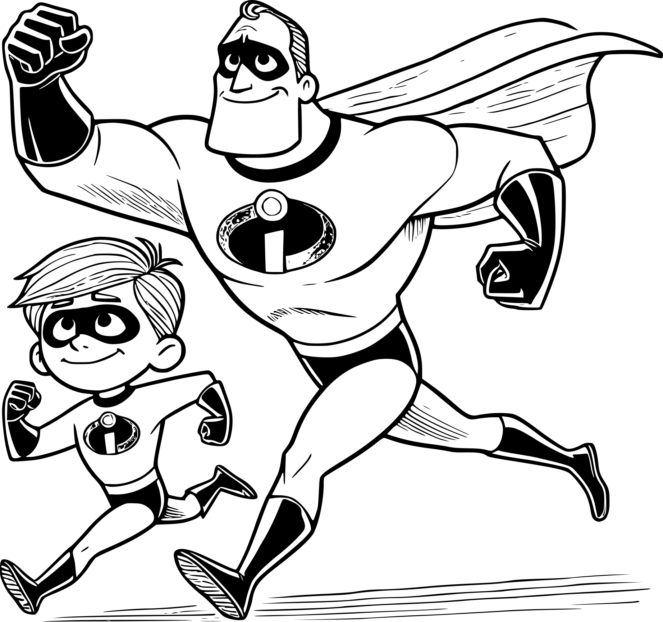 Mr Incredible And Dash Running Together Coloring Pages Mr Incredible And Dash Running Together Coloring Pages